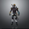 Steampunk 3D Character Model With Mechanical Arm Hat Dark Outfit And White Pants