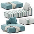 Stylish Ottoman Collection With Striped Solid Color Designs Pillows And Soft Blankets
