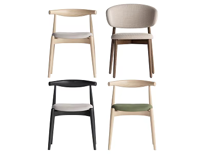 Different Styles Modern Dining Chairs With Wooden Frames And Colorful Upholstered Seats 3d model
