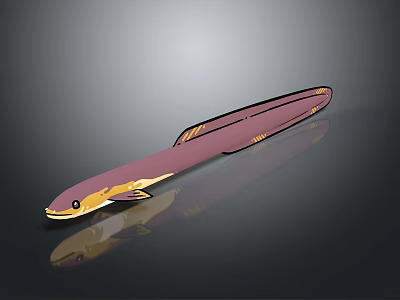 3D Model Purple Red Aquatic Creature With Yellow Stripes And Slender Body 3d model