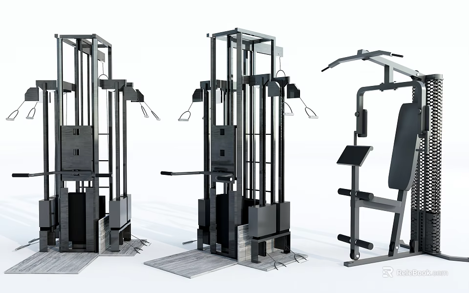 Modern Commercial Gym Fitness Equipment With Multi Functional Training Machines And Workout Gear 3d model 