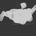 Woman in Orange Bikini Standing in 3D Model Pose with Gray Background