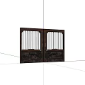 Double Metal Gate With Vertical Bars And Dark Rustic Vintage Design