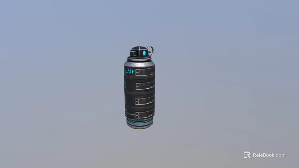 Black Cylindrical Weapon Explosive Device With 3407 Number Ring Sections And Top Handle 3d model 