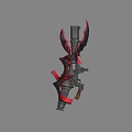 Ornate Fantasy Spear With Red And Black Wing Like Structures And Metallic Body