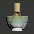 Green Bowl With Liquid Inside And Wooden Spoon Bamboo Striped Container Daily Use