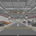 Modern Parking Garage With Yellow And White Cars Directional Signs And Arrow Markings