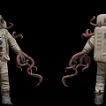 Astronaut Character In Space Suit With Alien Tentacles And Detailed Features 3d model