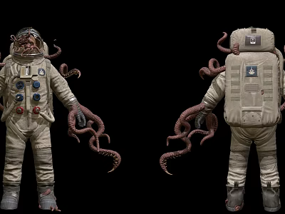 Astronaut Character In Space Suit With Alien Tentacles And Detailed Features 3d model