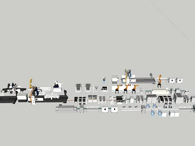 Industrial Equipment Production Line With Automated Mechanical Components And Processing Machinery 3d model