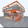 Dessert Shop Interior Design With Orange Walls White Display Counter And Fresh Dessert Displays