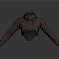 Dark Brown Cropped Leather Jacket With Zipper Design And Black Inner Lining