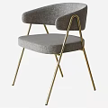 Modern Gray Upholstered Accent Chair With Armrest And Golden Metal Legs