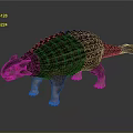 3D Ankylosaurus Dinosaur Model With Scaled Armored Body And Open Mouth