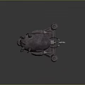 Mechanical Metallic Weapon With Vintage Industrial Base And Red Eye Structural Details