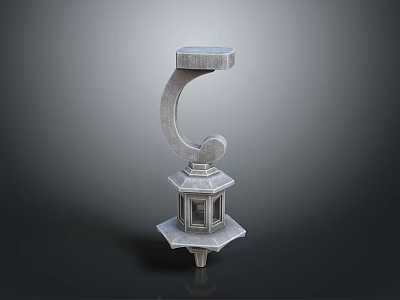 Classical Decorative Stone Pillar With Hexagonal Base And Curved Lantern Detail 3d model
