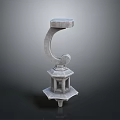 Classical Decorative Stone Pillar With Hexagonal Base And Curved Lantern Detail