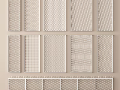 Various White Fence Styles With Different Mesh Designs And Decorative Grid Patterns 3d model
