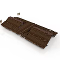 Traditional Architecture With Sloped Wooden Tile Roof And Connected Roof Sections