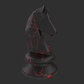 Black Knight Chess Piece With Red Cracked Pattern For Board Game Entertainment 3d model