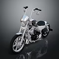 Shiny Classic Motorcycle In Silver And Black With Chrome Parts On Dark Reflective Background