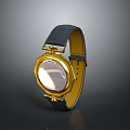 Classic Gold Watch With Black Leather Strap And Round Dial Design