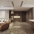 Modern Living Dining Room Interior With Spacious Sofa Coffee Table TV Wall And Dining Set