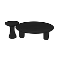 Round Modern Coffee Table With Textured Surface And Small Stool