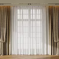 Beige Curtains With White Sheer Panels For Elegant Window Room Interior