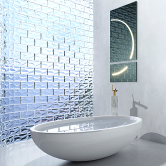 Modern Bathtub Glass Brick Hanging Painting 3d model