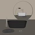 Modern Black And White Bathtubs With Faucet And Bath Mat In Bathroom Design