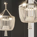 Elegant Crystal Chandeliers With Hanging Crystal Beads And Metal Chain Lighting Design