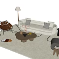 Mid-ancient style sofa coffee table combination 3d model