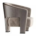 Light Beige Velvet Single Sofa With Wooden Armrest Modern Comfortable Design