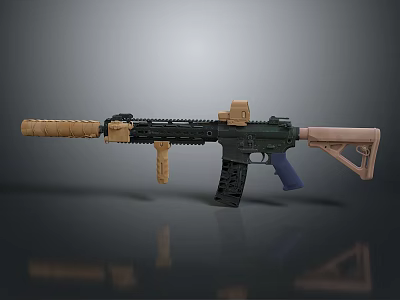 Tactical Rifle With Brown Handguard Black Receiver And Tan Stock Design 3d model