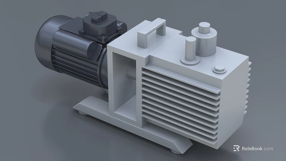Industrial Vacuum Pump Equipment With Electric Motor Heat Sink And Metal Structure 3d model 