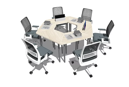 Modern Meeting Table and Chair Children's Table 3d model