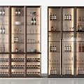 Elegant Modern Wine Cabinet With Glass Doors Wine Bottles And Glasses