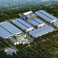 Modern Industrial Factory Complex Aerial View With Surrounding Greenery And Buildings