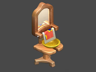 Wooden Dressing Table Furniture With Mirror Tray And Decorative Design 3d model