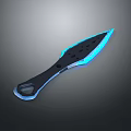 Tactical Knife With Blue Glowing Edges And Black Handle Hole Design 3d model