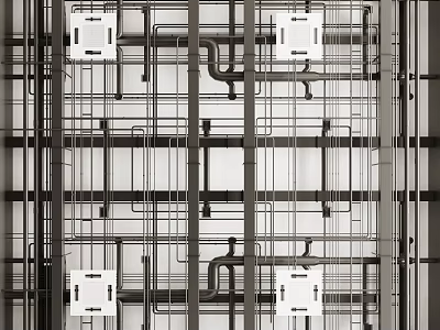 Modern ceiling water pipe fire pipe through pipe air conditioning bare top original roof pipe 3d model