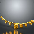 Elegant Gold Necklace With Unique Geometric Pendant Elements And Shiny Finish
