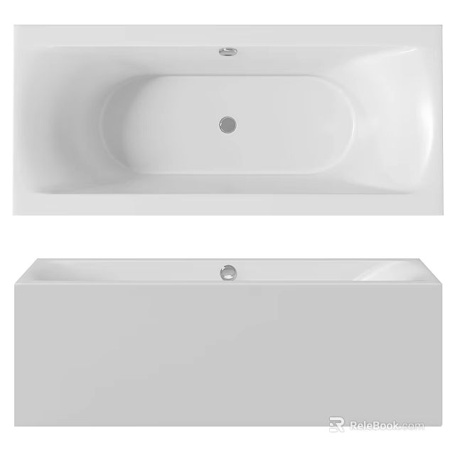 White Modern Bathtub With Sleek Rectangular Design Smooth Surface And Central Drain 3d model
