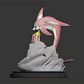 Pink Fairy Like Figure Standing On Blue Base With White Decorative Elements