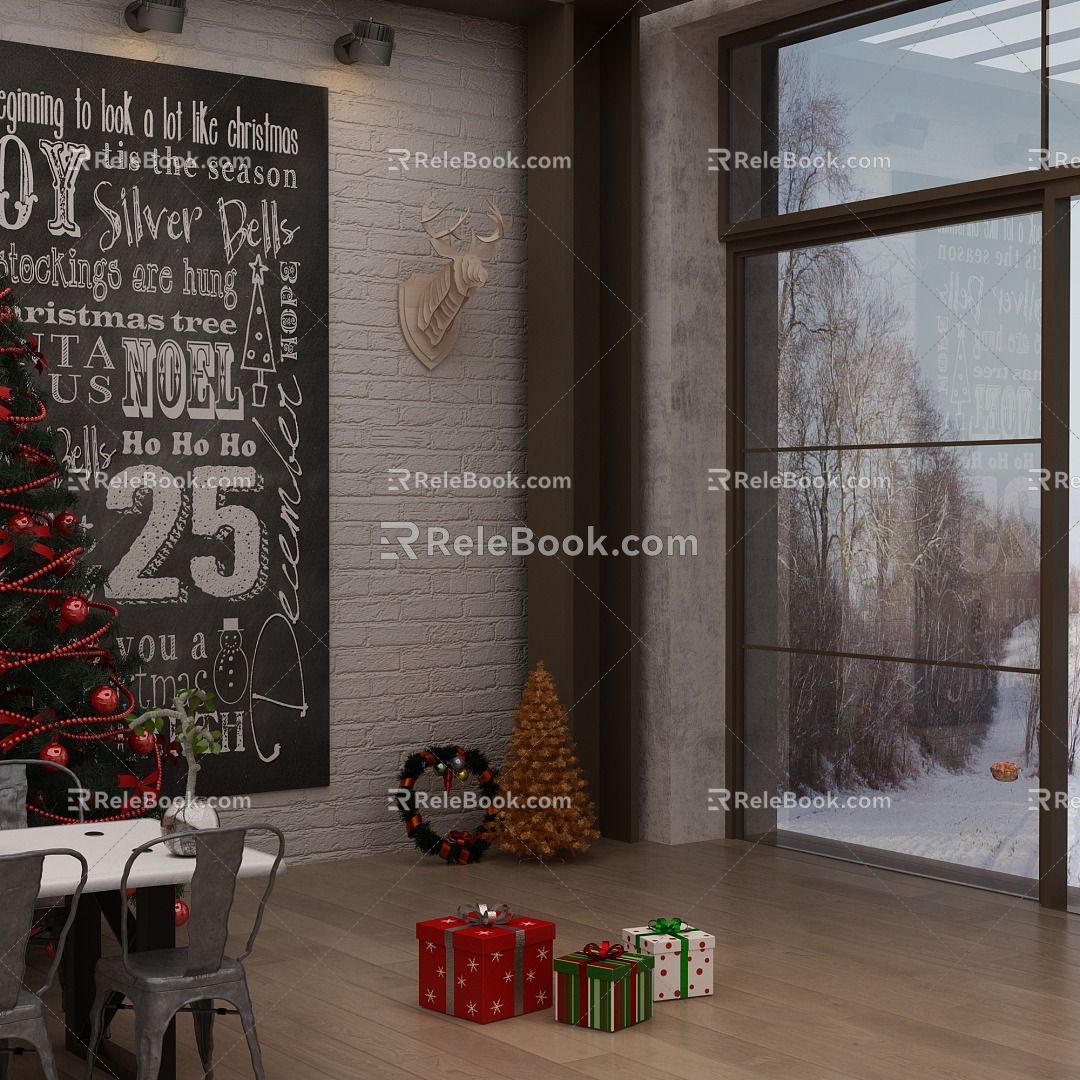 Industrial LOFT gift box Christmas main figure 3d model