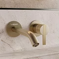 Modern Washbasin Vanity Design With Marble Countertop Double Sinks And Backlit Mirrors