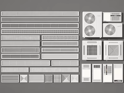 Various Types Of Air Conditioner Air Vents With Grille Designs For Home Use 3d model