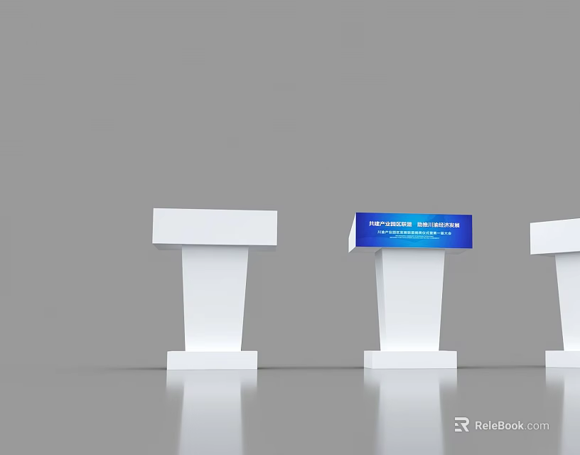 Modern Functional Desk With White Frame And Blue Technology Display Panel 3d model