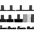 Modern Kitchen Appliances Featuring Range Hoods Stoves and Multiple Styles 3d model